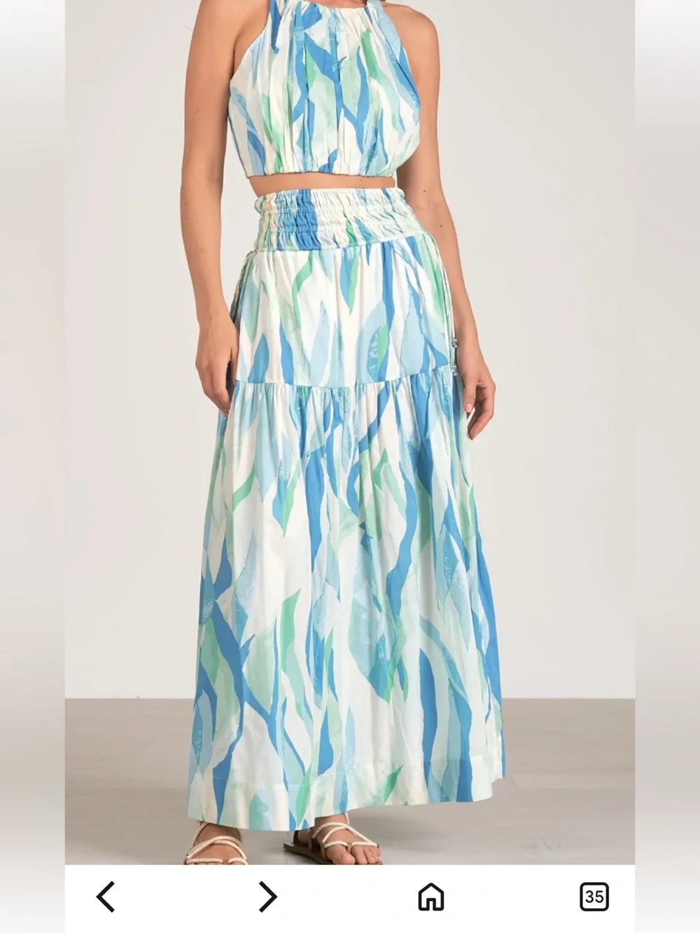 Elan Blue & Green Watercolor Stripe Maxi Skirt (mix33) - Picture 1 of 9